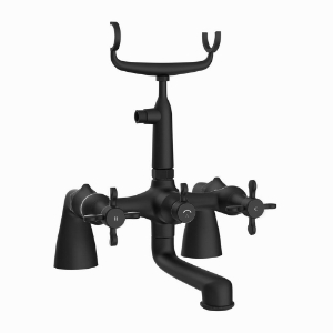 Picture of Bath & Shower Mixer with Telephone Shower Crutch - Black Matt