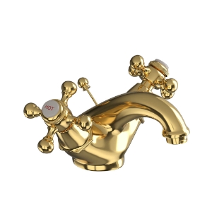 Picture of Monoblock Basin Mixer (Small Spout) with popup waste - Full Gold