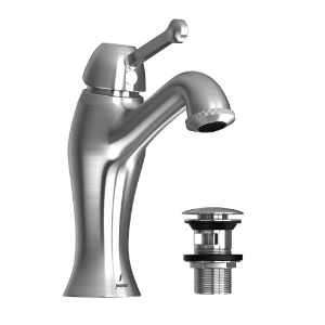 Picture of Single lever basin mixer with click clack waste - Stainless Steel