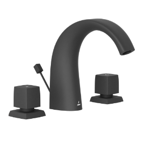 Picture of 3 Hole Basin Mixer with popup waste - Black Matt